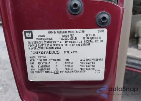 2004 Chevrolet Tahoe Lt from USA, damaged, VIN 1GNEK13Z14J300525